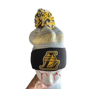 NWT Lakers Womens Multi Team Clars Cuffed Knit Pom Beanie Cap One Size